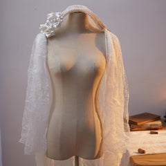 Vintage Romantic High End Lace Headpiece Veil with Pearls
