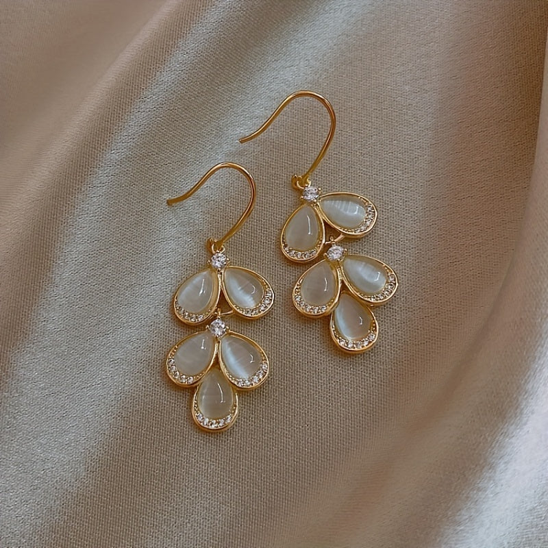 Opal Stone Petal Earrings Wedding Jewelry Accessories