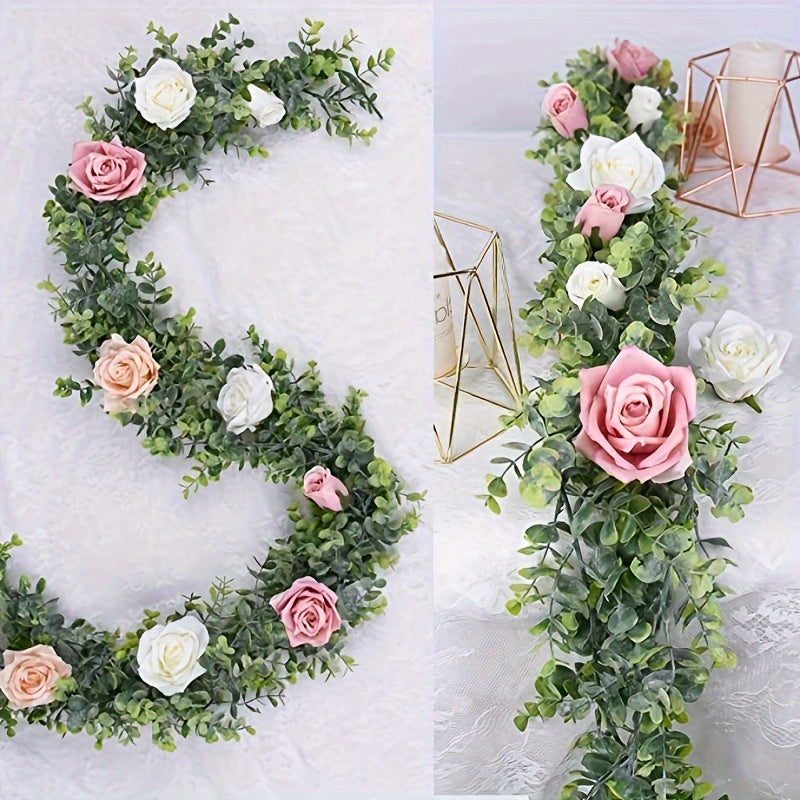 Artificial Eucalyptus Wreath Green Vine for Wedding Background Arch Wall Decor