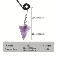3 Pairs Arrow Head Natural Stone Drop Earrings
