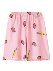 2 Pack Women's Plus Strawberry & Avocado Print Pajama Bottoms Set