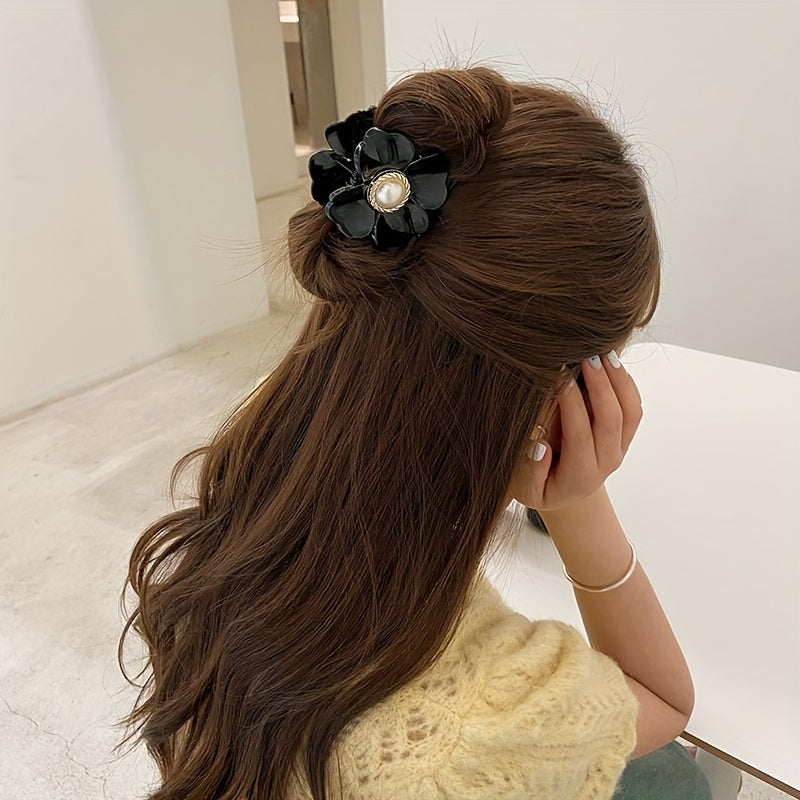 4pcs Faux Pearl Flower Hair Claw - Female Hair Clip