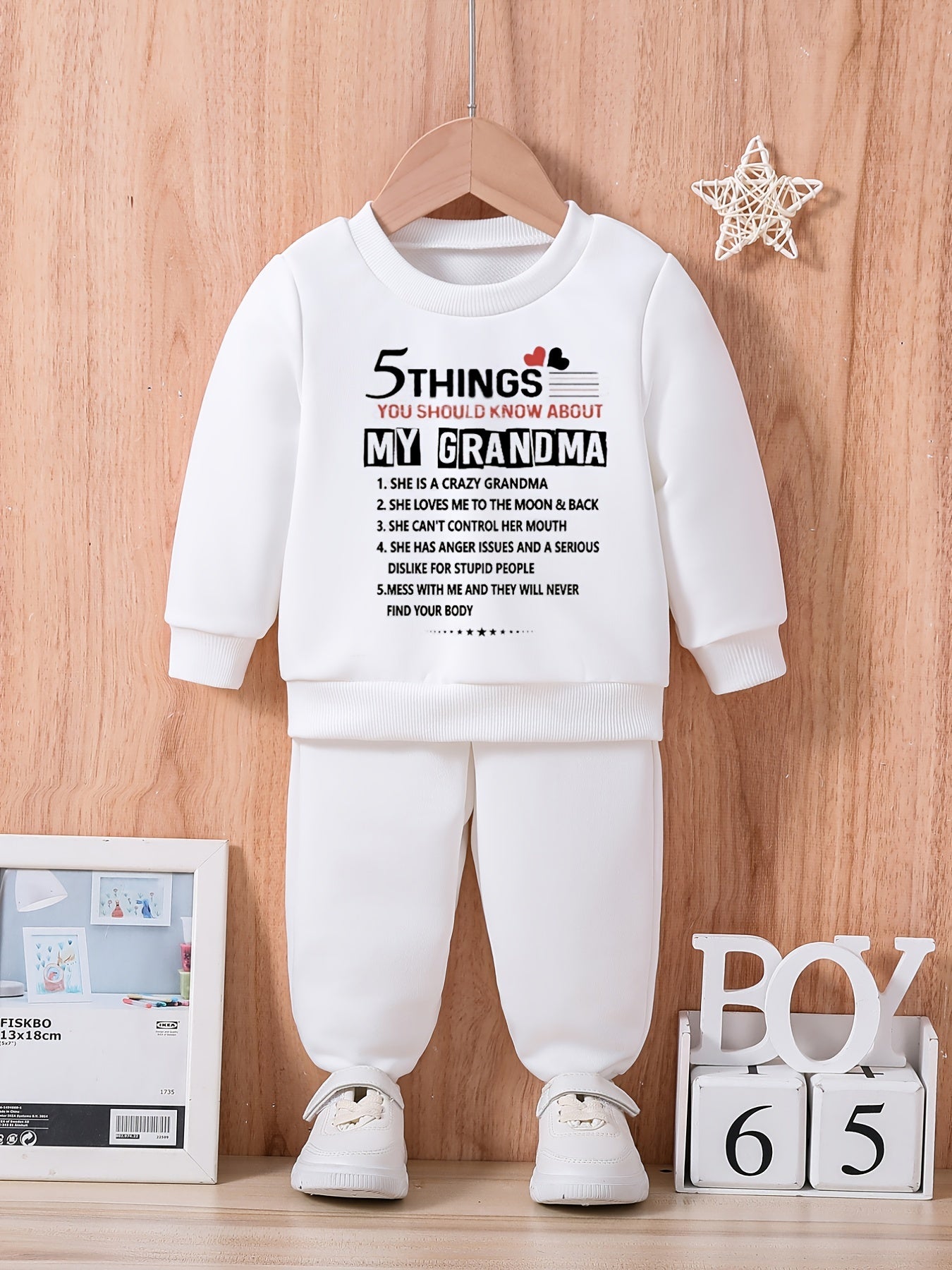 Baby Sweatshirt Trousers Set Kids Funny List Print Outfit