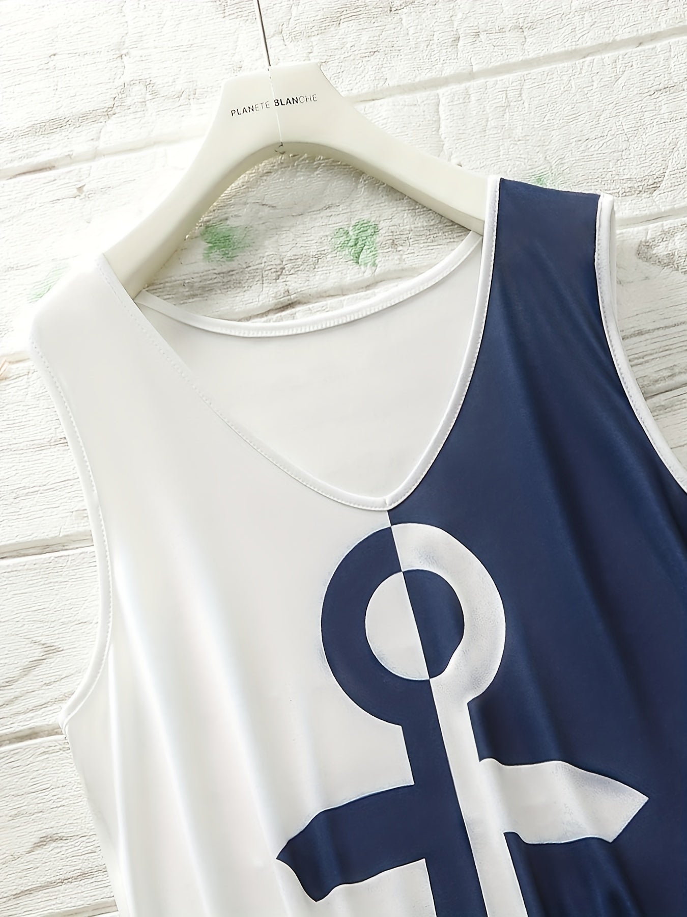  Anchor Print V Neck Tank Dress
