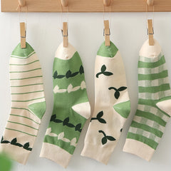 Leaves Print Socks Mid Tube Women's Stockings