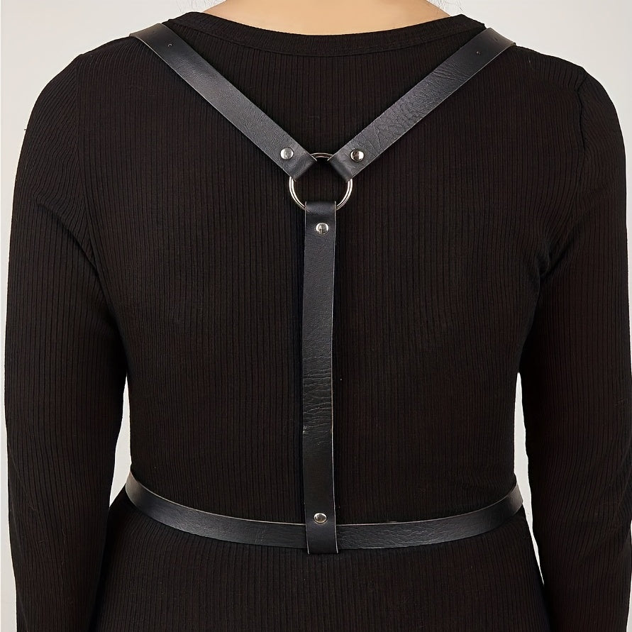  PU Leather Harness Belt Adjustable Punk Waistband Sexy Rivet