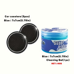 3pc Car Cleaning Gel Set with Coasters - 160g