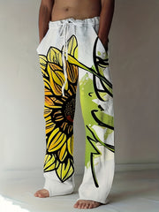 Boys Casual Flower 3D Print Drawstring Long Pants