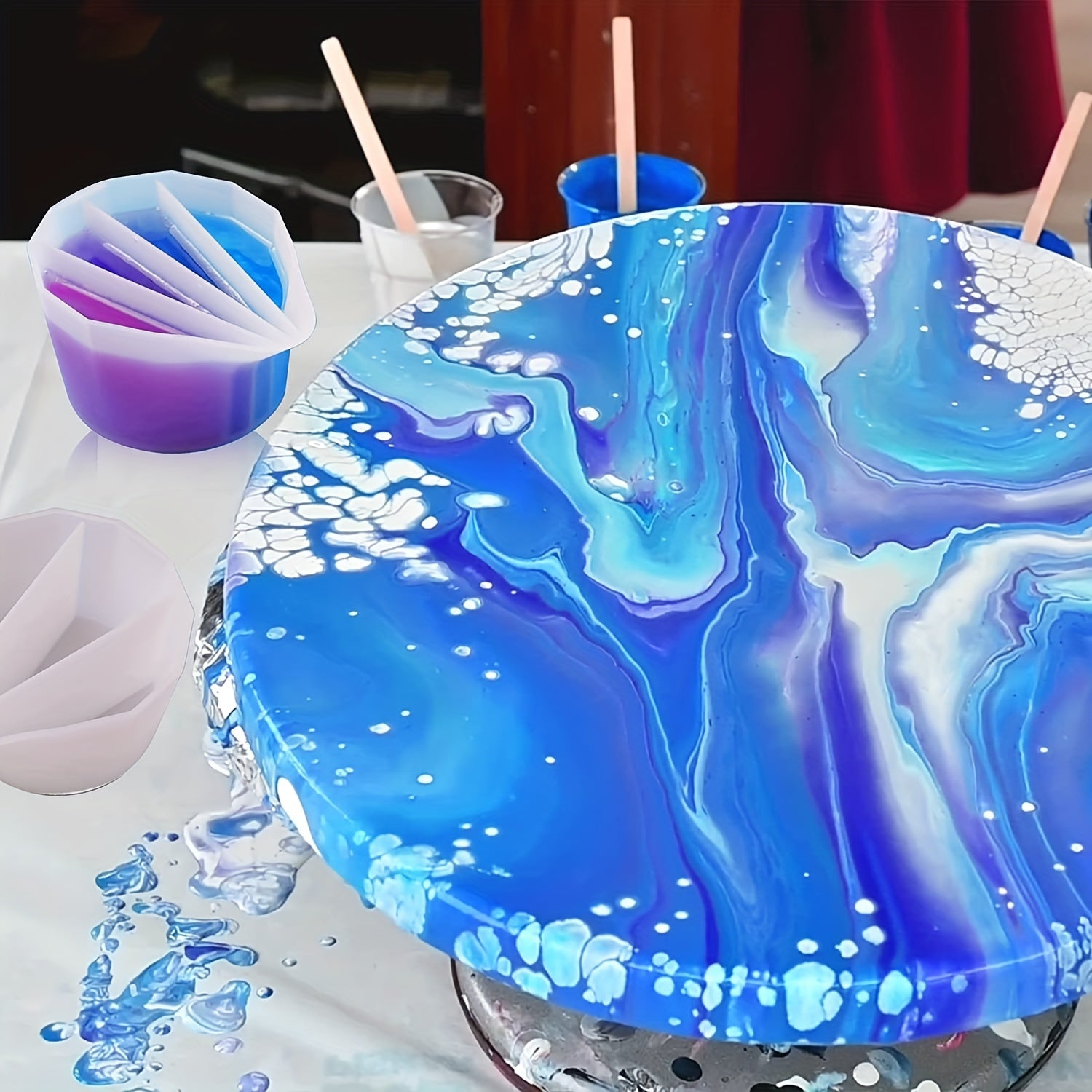 Silicone Split Cups 4 Pcs Resin Mixing Cups Fluid Art