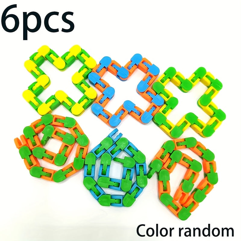 Colorful Chain Building Blocks 24 Link Toy Orange Green Pink
