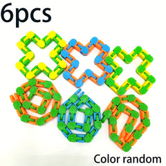 Colorful Chain Building Blocks 24 Link Toy Orange Green Pink