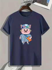 Pig Print Men's Graphic T-shirt Casual Comfy Tees For Summer