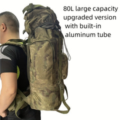 80L Camouflage Camping Backpack Waterproof Lightweight Breathable Canvas Bag