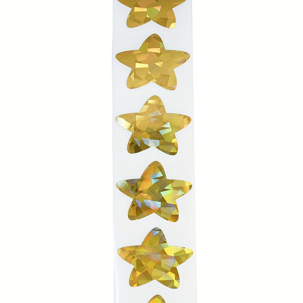 500Pcs Holographic Golden Star Stickers for Rewards, Foil Star Labels