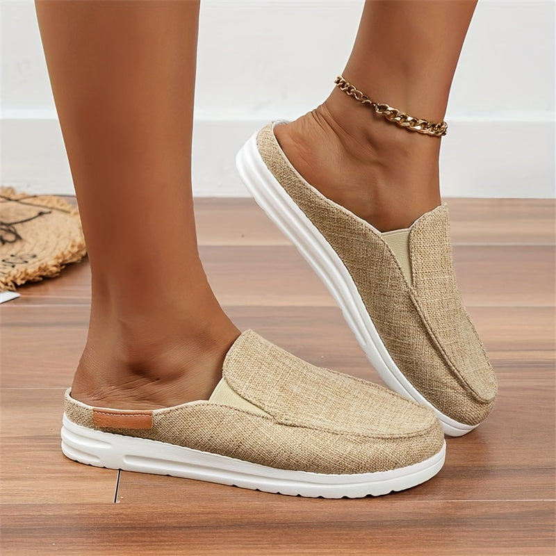 Women's Canvas Loafers Slip On Slides Lightweight Outdoor Slippers