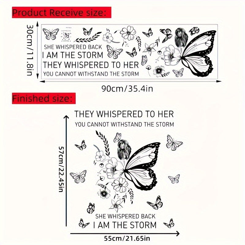 PEOHO I AM THE STORM Wall Decal Butterfly & Floral Design