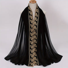 Flower Embroidery Chiffon Scarf Lace Hijab Thin Breathable Shawl Women Headscarf