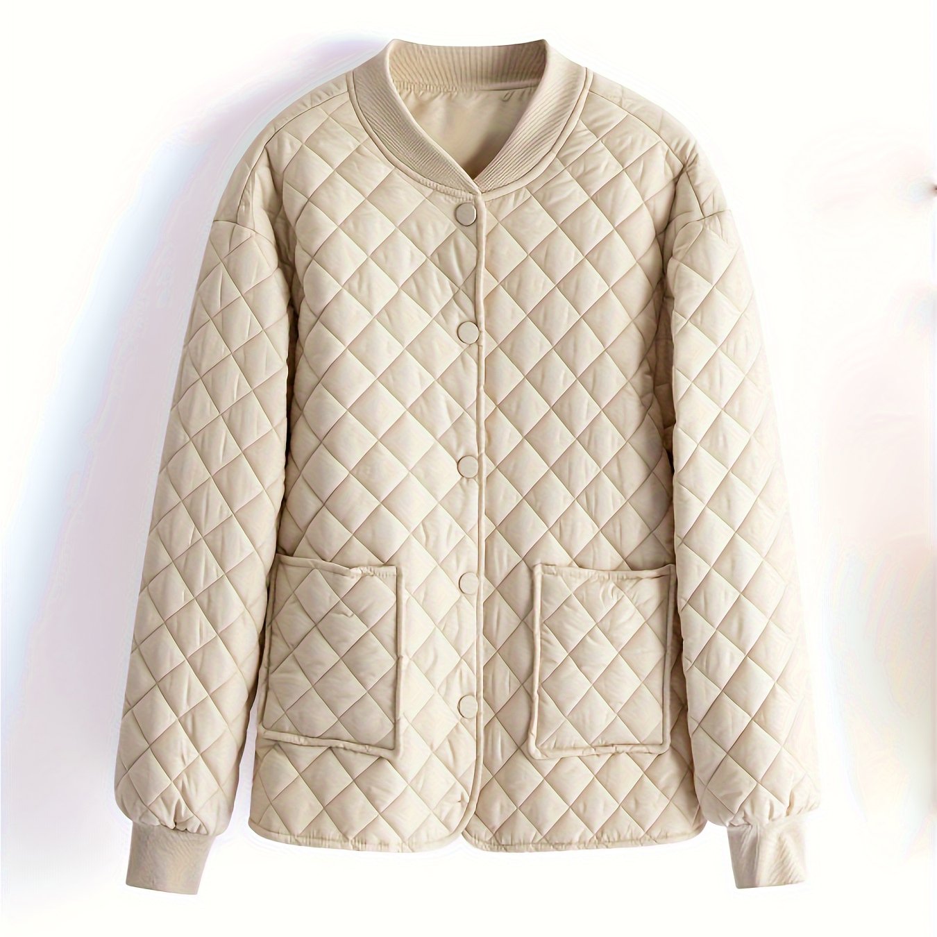 Quilted Jacket with Patched Pockets and Button Closure