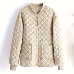 Quilted Jacket with Patched Pockets and Button Closure