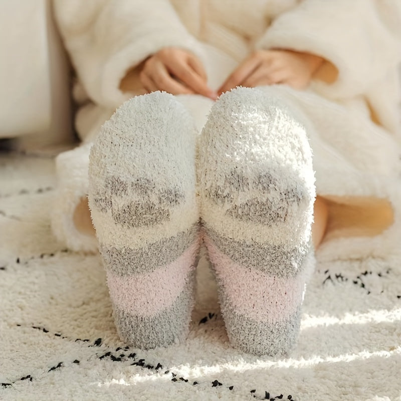 6 Pairs Cat Claw Fuzzy Socks Comfy Warm Mid Tube Socks Women's Stockings