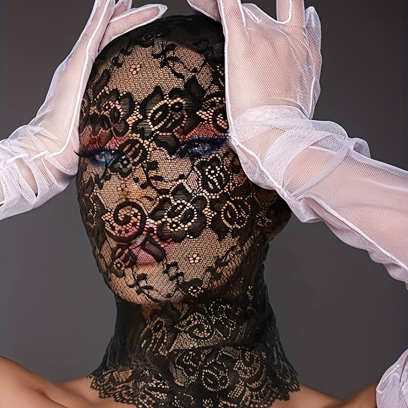 Lace Full Face Mask Second Skin Headpiece Halloween Elastane Head Cover Unisex