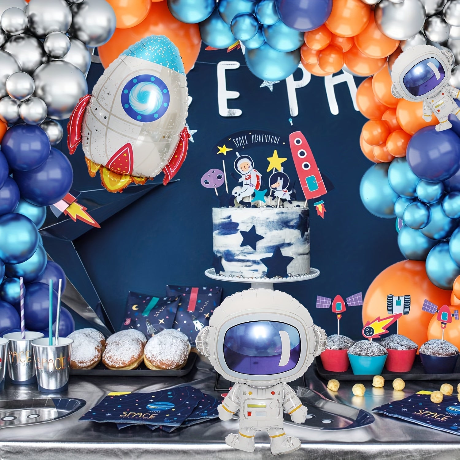 Space Party Supplies Set: Astronaut & Rocket Foil Balloons