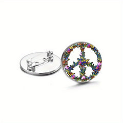 Butterfly Peace Sign Photo Necklace Love Hippie Brooch Pins