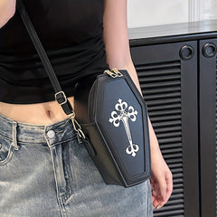 Gothic Coffin Shaped Crossbody Bag for Halloween