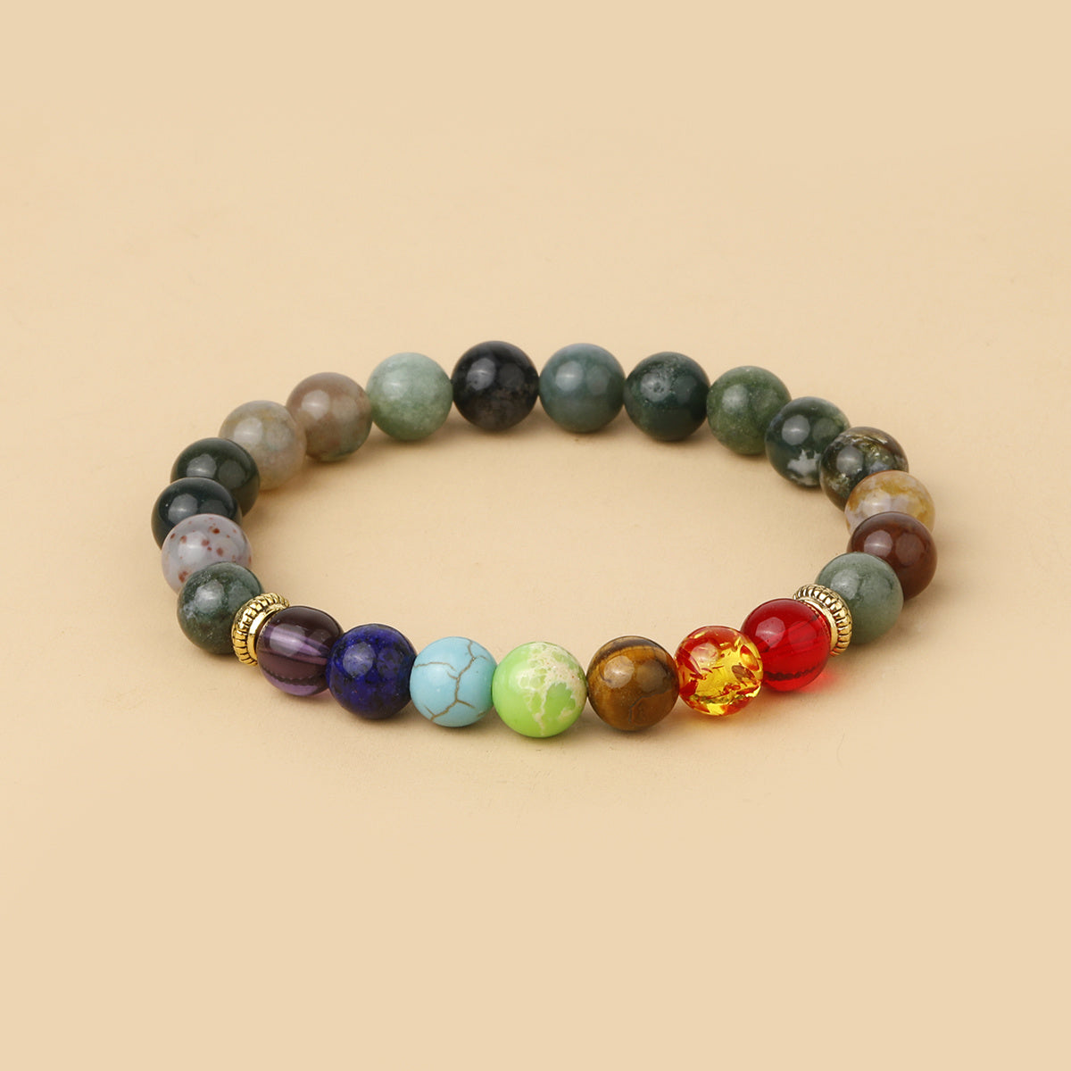 7 Chakra Stone Bead Bracelet Tiger Eye Yoga Balance Men Buddha Jewelry