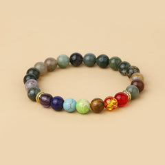 7 Chakra Stone Bead Bracelet Tiger Eye Yoga Balance Men Buddha Jewelry