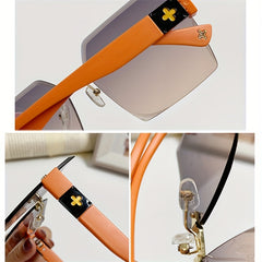 Square Rimless Sunglasses Ombre UV400 Sun Shades Women