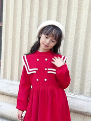 Preppy Style Girls Knit Dress Long Sleeve Comfy Knitwear