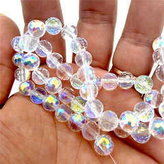8mm Round Glass Beads AB Colour Faceted Crystal Spacer Beads Assortments
