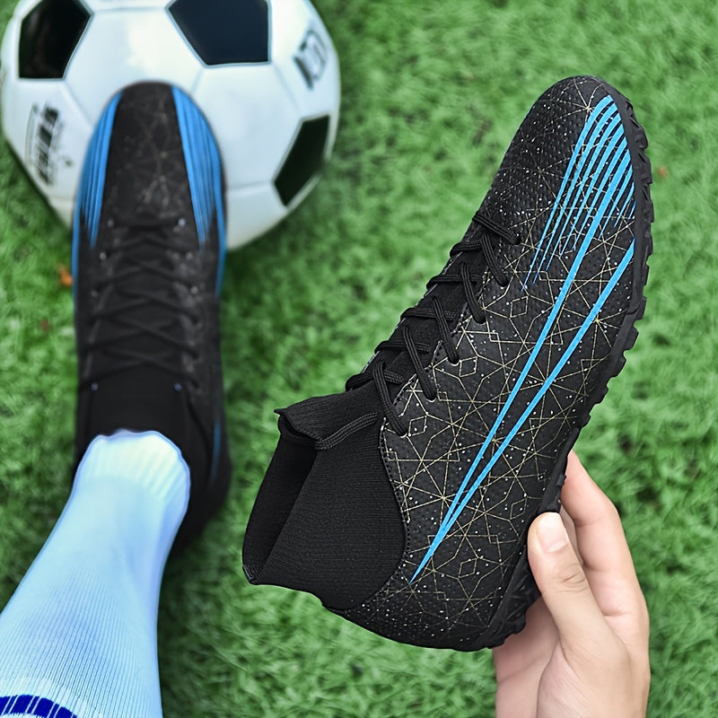 Men's High Top Turf Football Boots Anti skid Lace Up TF Soccer Cleats