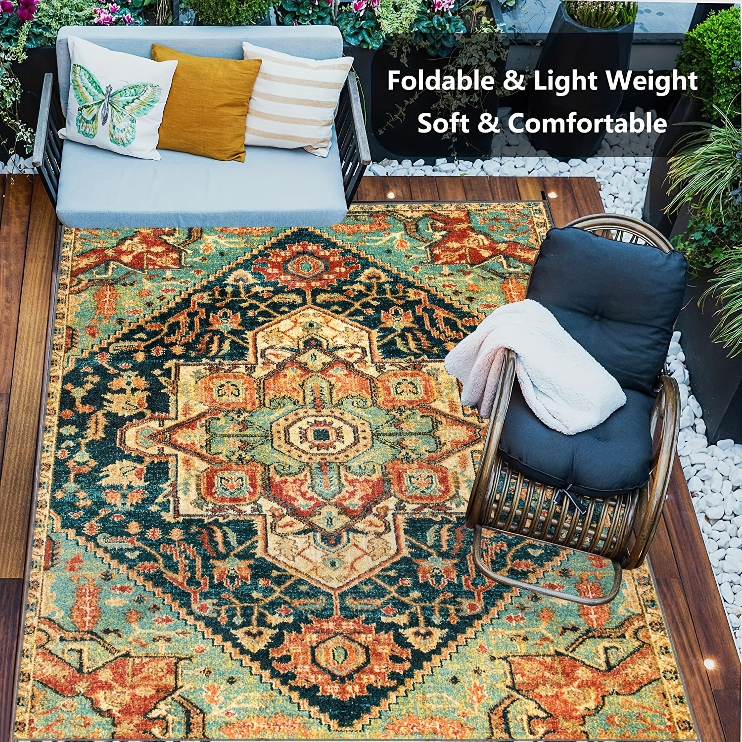 Portable Outdoor Rug for Indoor and Outdoor Use - Durable and Stylish Area Rug
