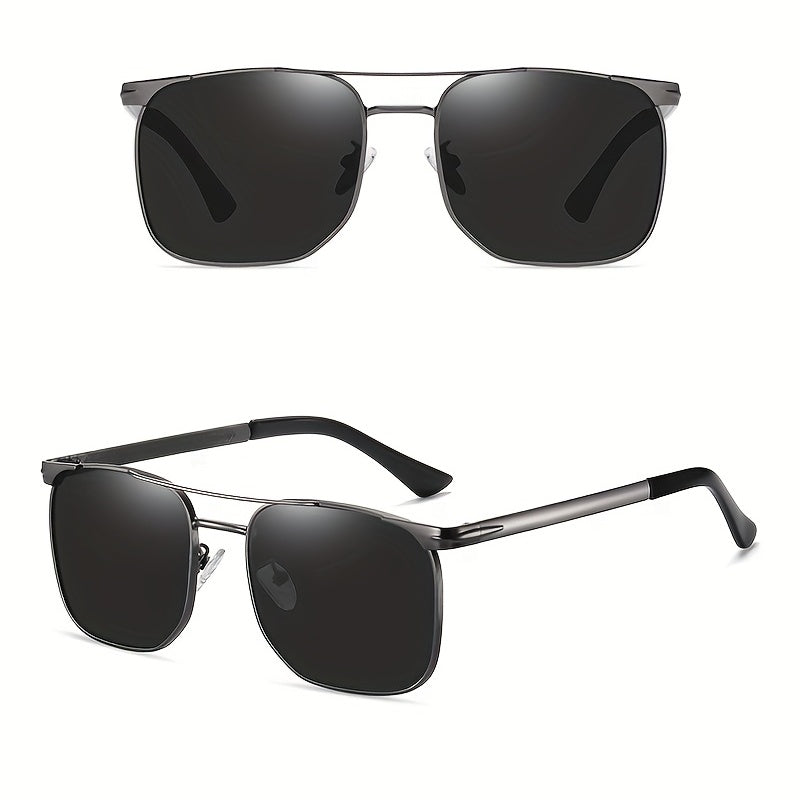 Men's Business Sunglasses UV400 Metal PC Glasses With Case