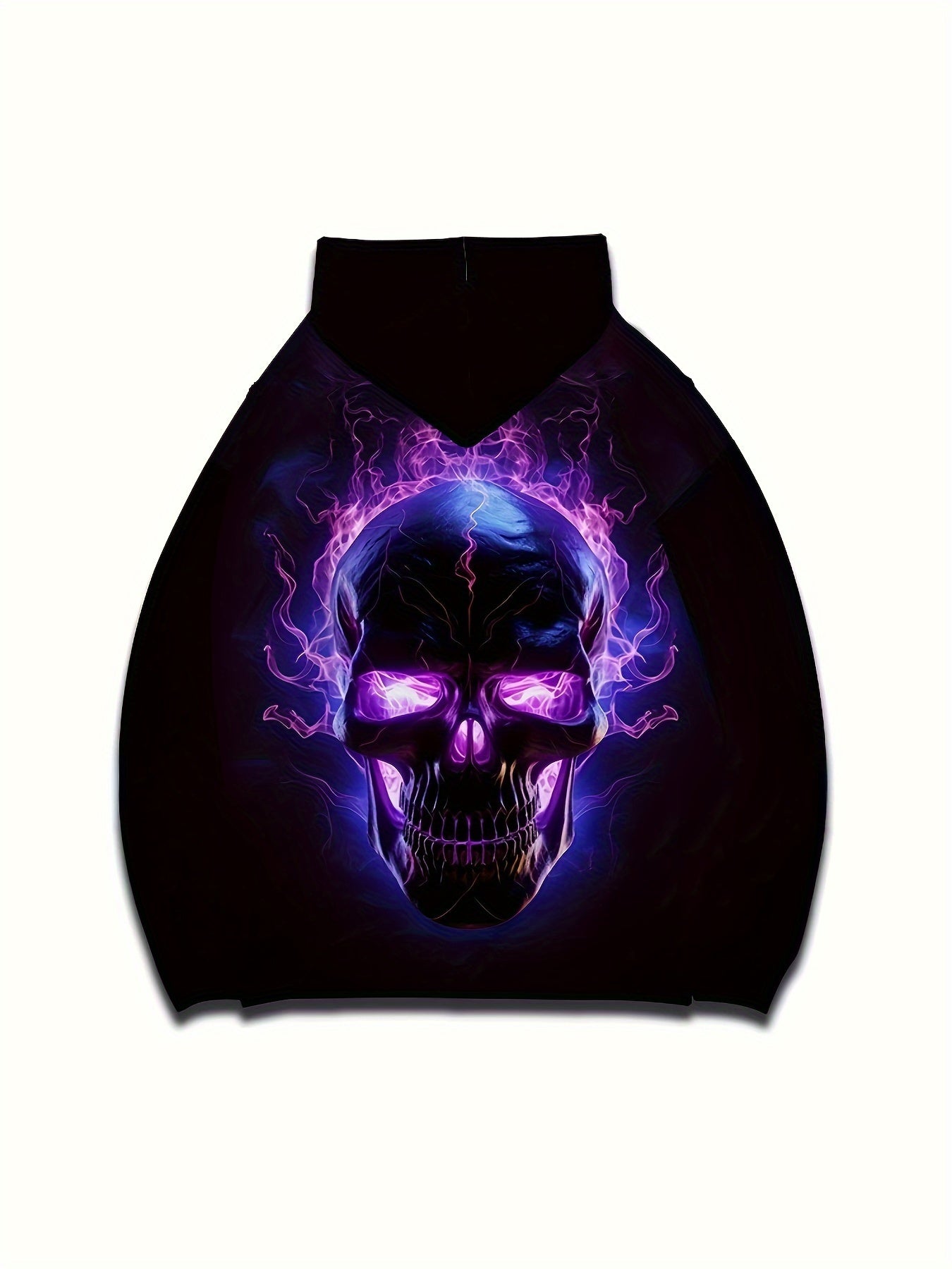Purple Skull 3D Print Hoodie Men Graphic Pullover Comfy Loose Hooded Autumn