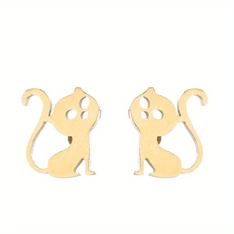 2pcs Men's Stainless Steel Mini Stud Earrings For Students