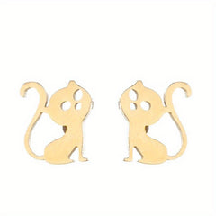 2pcs Men's Stainless Steel Mini Stud Earrings For Students