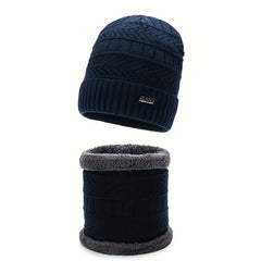 Winter Knitted Beanie Hat & Scarf Set with Ear Protection