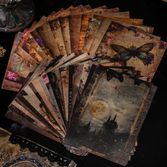 60pcs Retro Dark Series Journal Diary Material DIY Decoration Paper