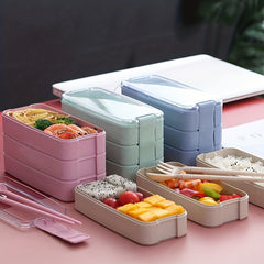 Leakproof Wheat Straw Lunch Box for Teens Large Capacity Bento Box