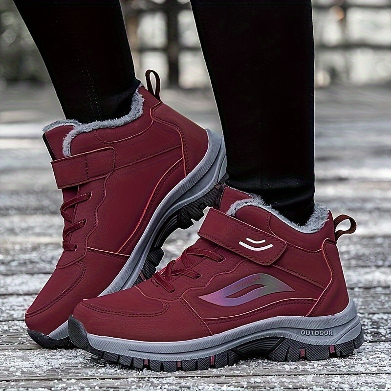 Outdoor Hiking Boots Hook & Loop Fastener Lace-up Thermal Sports Shoes