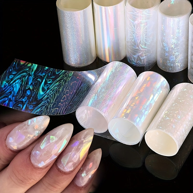 Holographic Nail Foil Transfer Stickers Laser Nail Art Decals