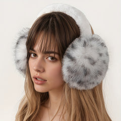 Women's Floral Pattern Ear Warmer Winter Ear Muff Soft Fur Interior