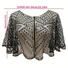 1920s Sequin Embroidered Shawl Wrap Cape for Women Evening Party