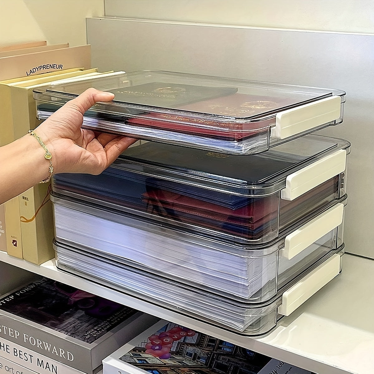 File Storage Box - 12 Pack, Letter Size, Collapsible, Grey