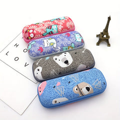 Cartoon Owl Bird Bear Print Glasses Case Sunglasses Zipper Case