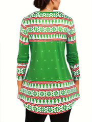  Christmas Outfits Set Women's Plus Christmas Tree & Cat Print