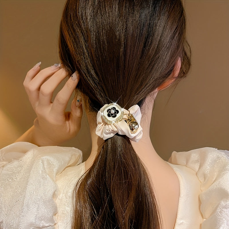 Camellia Blossom Hair Tie with Pendant Hair Rope Ponytail Rubber Band
